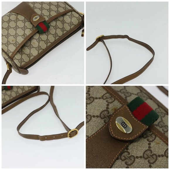 GUCCI GG Supreme Web Sherry Line Bag PVC Brown Gold 89 02 032 Auth 126025 - Picture 16 of 16